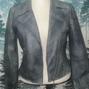Blue/grey leather jacket